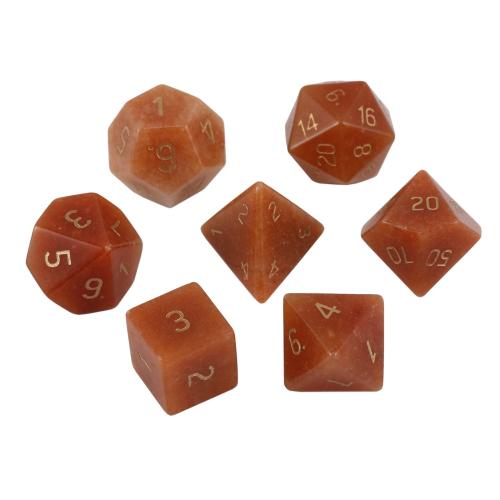 Dice for games Red Aventurine Geometrical Pattern Carved Sold By PC