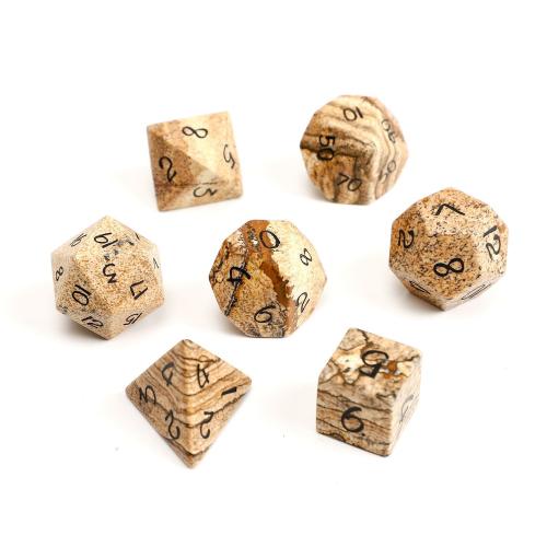 Dice for games Picture Jasper Geometrical Pattern Carved Sold By PC