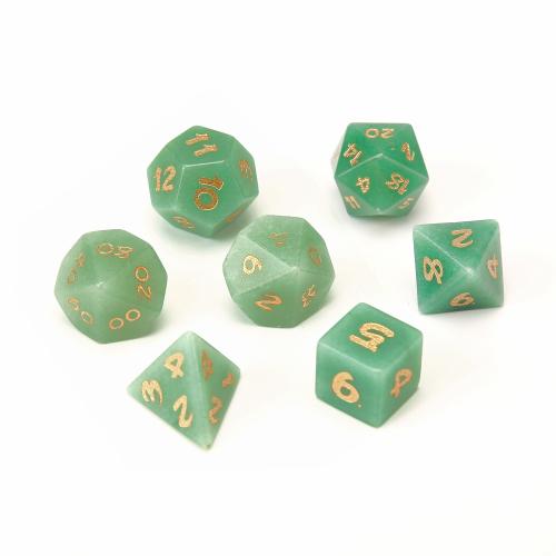 Dés pour jeux, aventurine vert, Motif géométrique, gravé, styles différents pour le choix, Vendu par PC