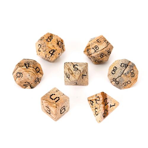 Dice for games Picture Jasper Geometrical Pattern Carved Sold By PC