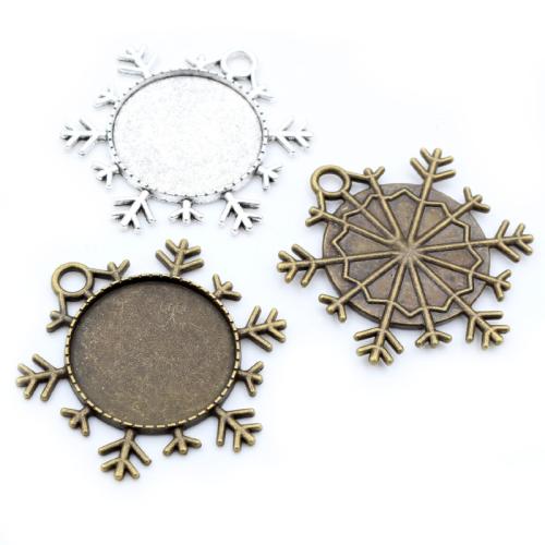 Zinc Alloy Pendant Cabochon Setting Snowflake plated DIY nickel lead & cadmium free inside mm Approx Sold By Bag