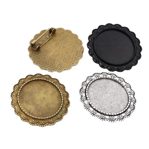 Zinc Alloy Broche Finde, Flower, forgyldt, du kan DIY, flere farver til valg, nikkel, bly & cadmium fri, inside diameter:25mm, Ca. 100pc'er/Bag, Solgt af Bag