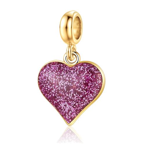 Zinc Alloy Enamel Pendants Heart gold color plated DIY nickel lead & cadmium free Sold By Bag