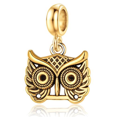 Zinc Alloy Animal Pendler, Owl, guldfarve belagt, du kan DIY, nikkel, bly & cadmium fri, 17x25mm, 20pc'er/Bag, Solgt af Bag