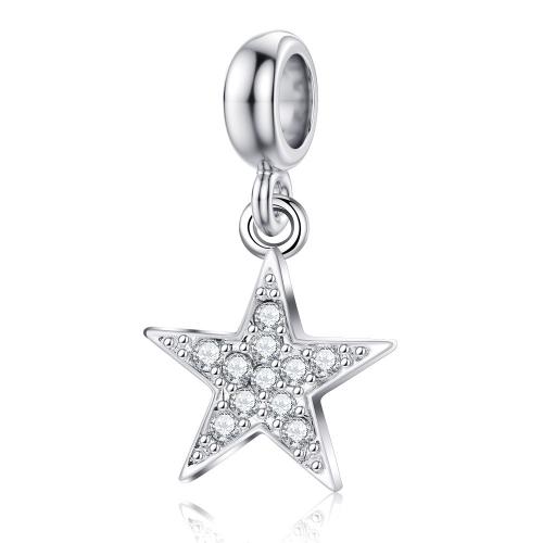 Sinc Alloy Rhinestone Pendants, Star, dath airgid plated, DIY & le rhinestone, nicil, luaidhe & caidmiam saor in aisce, 14x25mm, 20ríomhairí pearsanta/Mála, Díolta De réir Mála