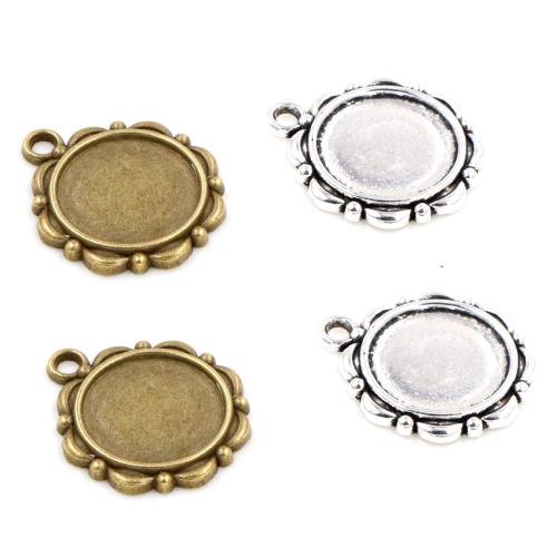 Zink legering hanger Cabochon instelling, Zinc Alloy, Bloem, plated, DIY, meer kleuren voor de keuze, nikkel, lood en cadmium vrij, inside diameter:14mm, Ca 100pC's/Bag, Verkocht door Bag