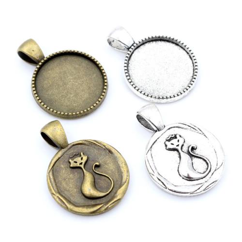 Zinc Alloy Pendant Cabochon Setting Flat Round plated DIY nickel lead & cadmium free inside mm Approx Sold By Bag