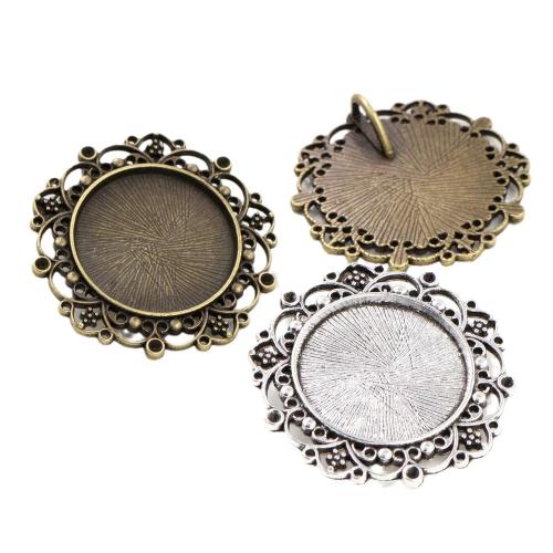 Zinc Alloy Pendant Cabochon Setting Flower plated DIY nickel lead & cadmium free inside mm Approx Sold By Bag