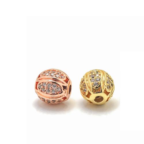 Cubic Zirconia Micro Pave Brass Beads plated DIY & micro pave cubic zirconia nickel lead & cadmium free 8mm Sold By PC