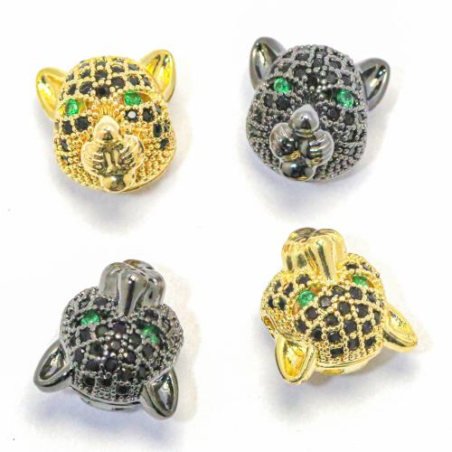 Cubic Zirconia Micro Pave Brass Beads Tiger plated DIY & micro pave cubic zirconia nickel lead & cadmium free Sold By PC