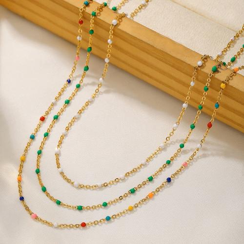 Zinc Alloy Jewelry Necklace with Seedbead gold color plated for woman nickel lead & cadmium free Sold By PC