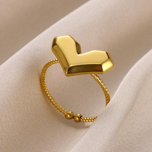 Stainless Steel Finger Ring 304 Stainless Steel gold color plated & for woman Sold By PC