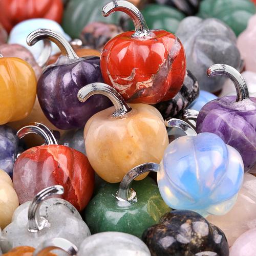 Gemstone Pendants Jewelry Natural Stone Pumpkin DIY Sold By PC