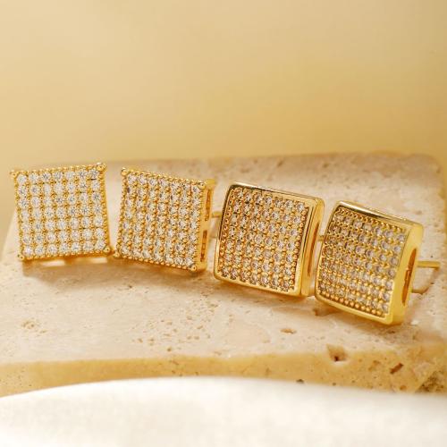 Cubic Zirconia Micro Pave Brass Earring plated & micro pave cubic zirconia & for woman golden Sold By Pair