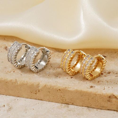 Cubic Zirconia Micro Pave Latão Brinco, cobre, joias de moda & micro pavimento em zircônia cúbica & para mulher, Mais cores pare escolha, vendido por par