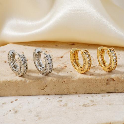 Cubic Zirconia Micro Pave Latão Brinco, cobre, banhado, joias de moda & micro pavimento em zircônia cúbica & para mulher, Mais cores pare escolha, vendido por par