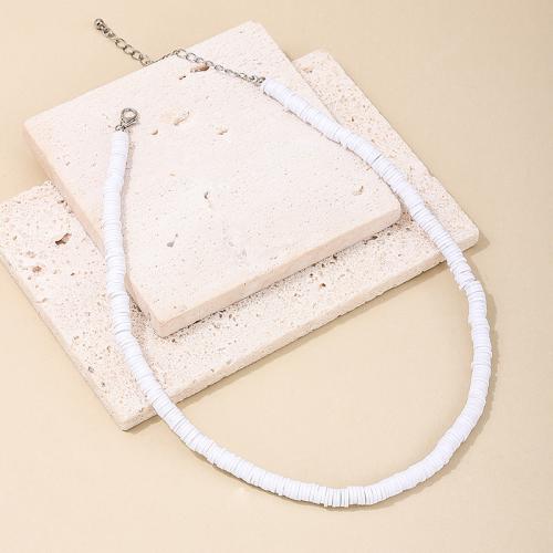 Zinc Alloy Jewelry Necklace with Polymer Clay plated & for woman white Sold By PC