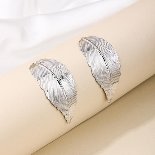 Øremærkning af zinklegeret stud, Zinc Alloy, Feather, forgyldt, for kvinde, flere farver til valg, Solgt af par