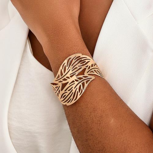 Zinc Alloy Bangle Smykker, Leaf, forgyldt, for kvinde, flere farver til valg, Solgt af PC