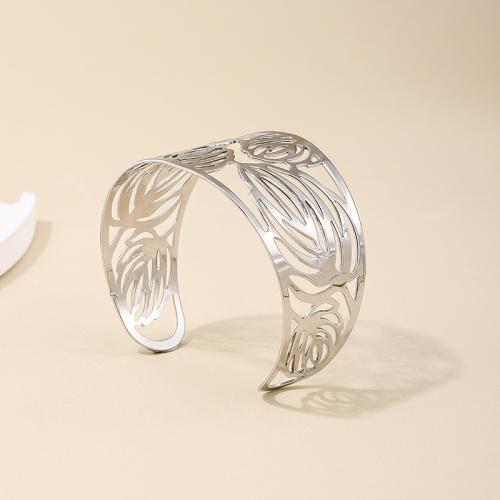 Zinc Alloy Bangle Smykker, Leaf, forgyldt, for kvinde, flere farver til valg, Solgt af PC