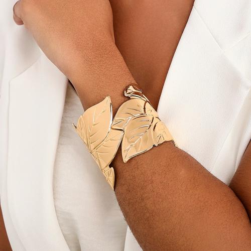 Zinc Alloy Bangle Smykker, Leaf, forgyldt, for kvinde, flere farver til valg, Solgt af PC