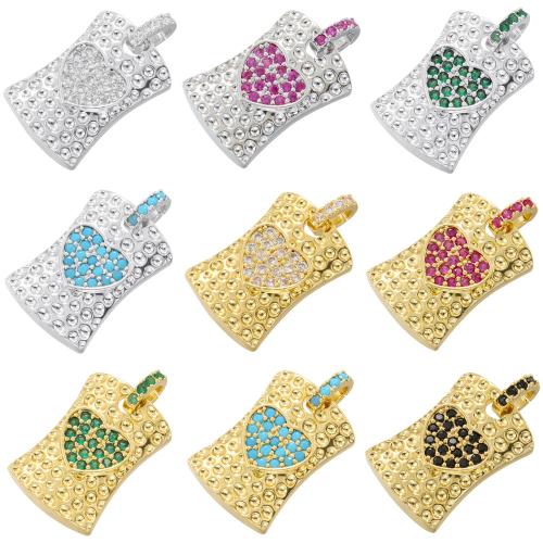 Cubic Zirconia Micro Pave Brass Pendant with turquoise plated DIY & micro pave cubic zirconia Sold By PC