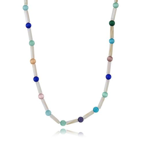 Collar de Nácar, con Ojo de gato, con 6cm extender cadena, hecho a mano, Joyería & para mujer, color mixto, longitud aproximado 44 cm, Vendido por UD