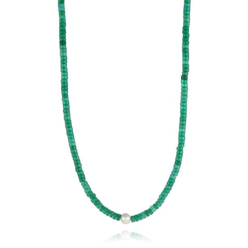 Plastic Pearl Necklace with Koreite handmade vintage & for woman green Length Approx 44 cm Sold By PC