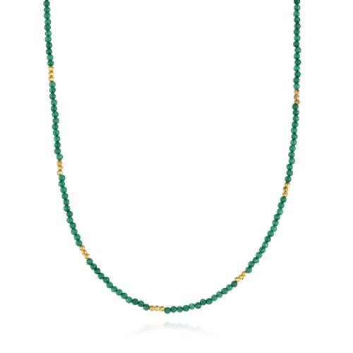 Natural Gemstone Necklace Green Calcedony handmade fashion jewelry & for woman green Length Approx 42 cm Sold By PC