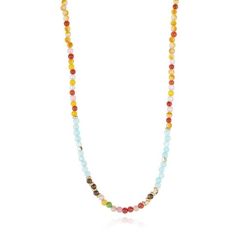 Natural Gemstone Necklace with 5cm extender chain handmade fashion jewelry & for woman mixed colors Length Approx 45 cm Sold By PC