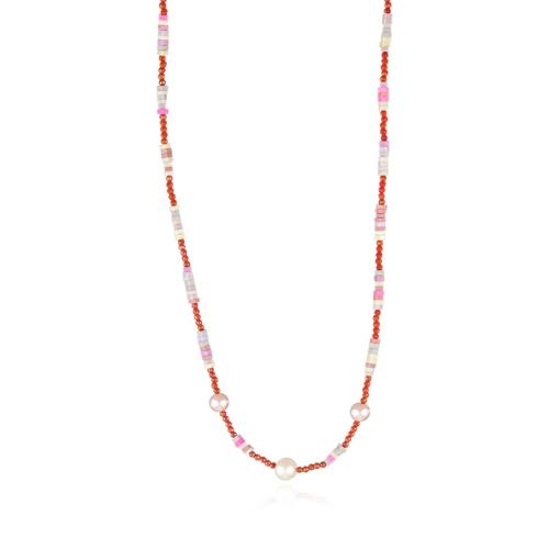 Kunststof parel ketting, Plastic Pearl, met Kristal, met 5cm extender keten, handgemaakt, mode sieraden & voor vrouw, gemengde kleuren, Lengte Ca 43 cm, Verkocht door PC