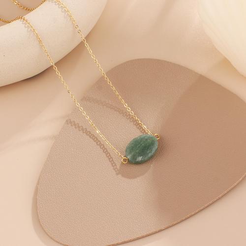 Stainless Steel Jewelry Necklace 304 Stainless Steel with Gemstone Vacuum Ion Plating for woman Sold By PC