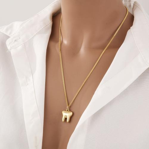 Stainless Steel Jewelry Necklace 304 Stainless Steel Tooth Vacuum Ion Plating for woman Sold By PC