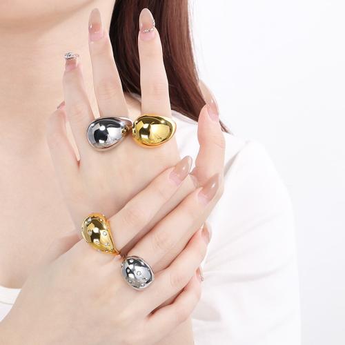 Rhinestone Stainless Steel Finger Ring 304 Stainless Steel Vacuum Ion Plating for woman & with rhinestone Sold By PC