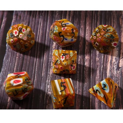 Dice for games Lampwork Geometrical Pattern yellow Sold By PC