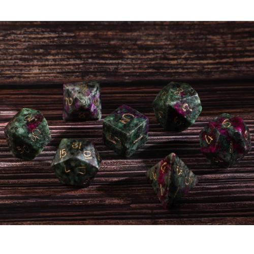 Dice for games Ruby in Zoisite Geometrical Pattern Sold By PC