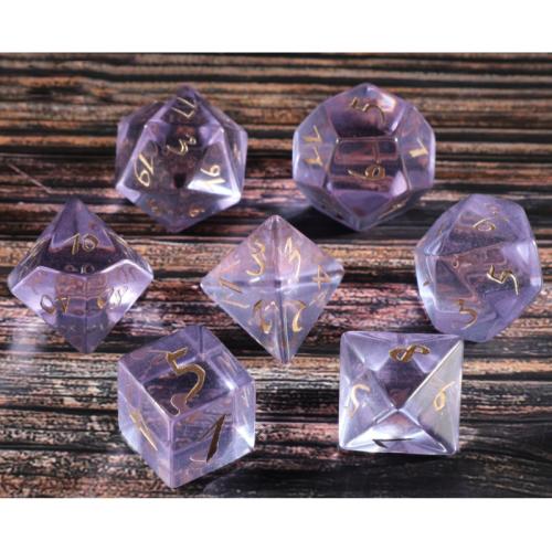 Dés pour jeux, verre, Motif géométrique, styles différents pour le choix, violet clair, Vendu par PC