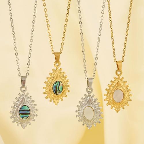 Stainless Steel Jewelry Necklace 304 Stainless Steel with White Shell & Abalone Shell Vacuum Ion Plating fashion jewelry & for woman Sold By PC