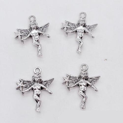 Sinc Alloy Pendants, Angel, dath airgid antique plátáilte, DIY, nicil, luaidhe & caidmiam saor in aisce, 19x24x3mm, Thart 100ríomhairí pearsanta/Mála, Díolta De réir Mála