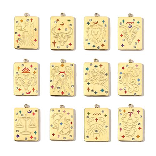 Stainless Steel Constellation Pendant 304 Stainless Steel 12 Signs of the Zodiac Vacuum Ion Plating DIY & enamel & with rhinestone Sold By Bag