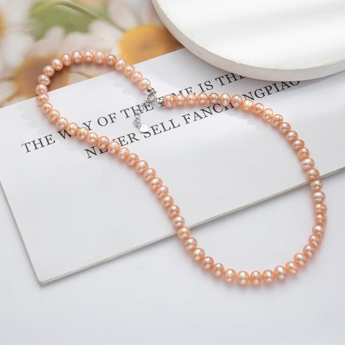 Natural Freshwater Pearl Necklace with 5CM extender chain for woman Length 40 cm Sold By PC