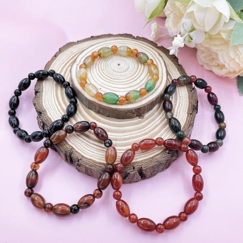 Bracelet Jewelry Agate, ábhair éagsúla do rogha & do bhean, dathanna níos mó le haghaidh rogha, Díolta Per 14 cm Snáithe