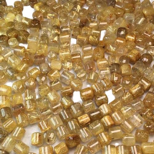 Natural Quartz Jewelry Beads Titanium Rutilated Quartz Column DIY yellow Sizeuff1a9-10mm Sold By PC