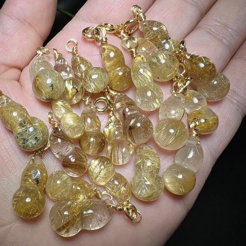 Quartz Gemstone Pendants Rutilated Quartz Calabash DIY yellow Sizeuff1a18-26mm Sold By PC