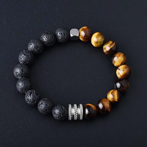 Gemstone Bracelets Titanium Steel with Natural Stone & Map Stone & Unisex Length 20 cm Sold By PC