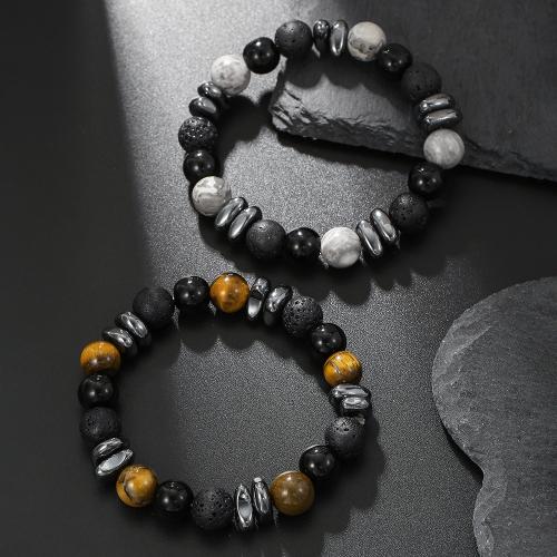 Gemstone Armbånd, Lava, med Natursten, forskellige materialer til valg & Unisex, flere farver til valg, Solgt af PC