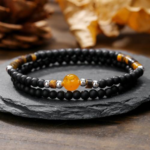 Gemstone Bracelets Natural Stone with turquoise & Tiger Eye 2 pieces & for man Sold By PC