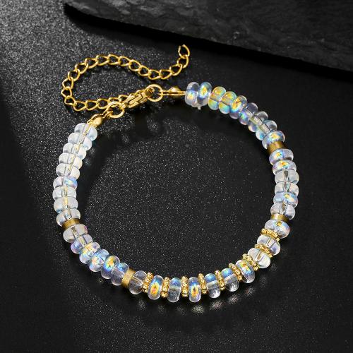 Glass Beads Bracelet with 304 Stainless Steel gold color plated for woman Sold By PC