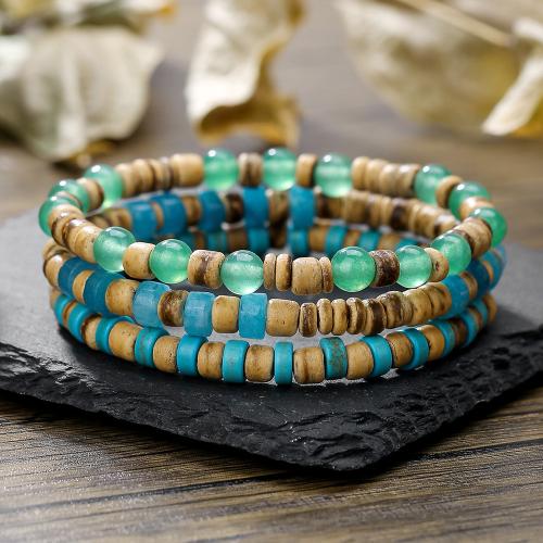 Fashion Turquoise Armbanden, Kokosnoot, met turkoois & Hout, drie stuks & voor vrouw, Verkocht door PC