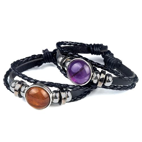 PU Leather Cord Bracelets with Natural Stone fashion jewelry Sold By PC